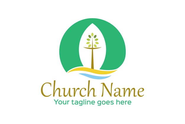 Diseño del logotipo de la iglesia cristiana vectorial