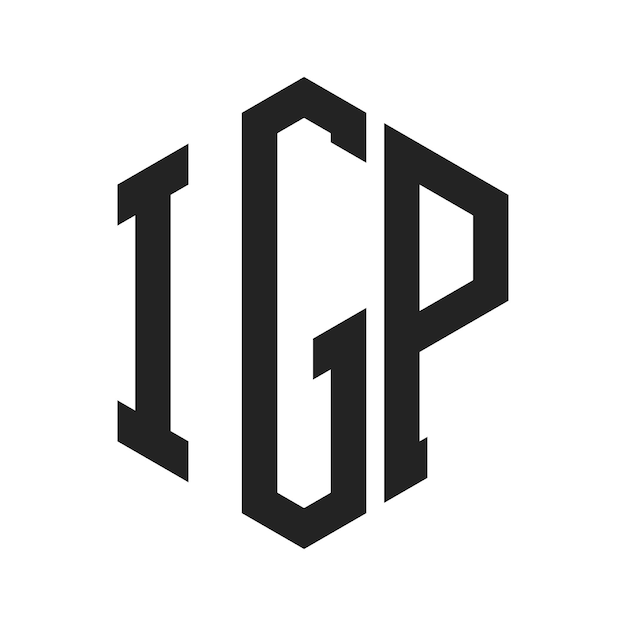 Diseño del logotipo IGP Letra inicial IGP Monograma Logotipo con forma de hexágono