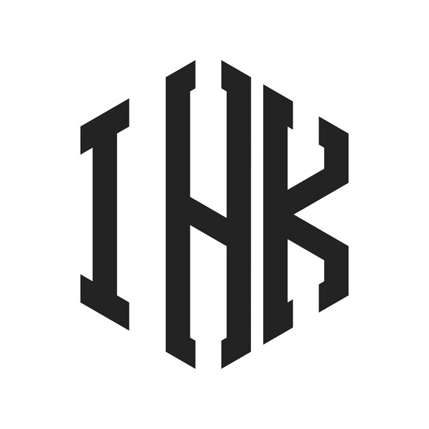 Diseño del logotipo de IHK Letra inicial Logotipo del monograma de IHK con forma de hexágono