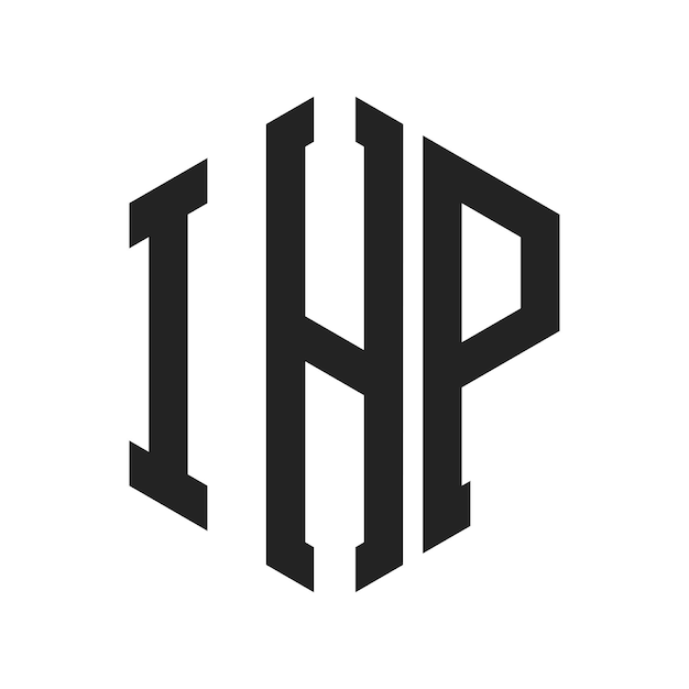 Diseño del logotipo de IHP Letra inicial Logotipo del monograma de IHP con forma de hexágono