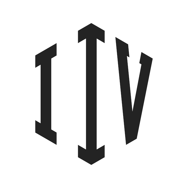 Diseño del logotipo IIV Letra inicial IIV Monograma Logotipo con forma de hexágono