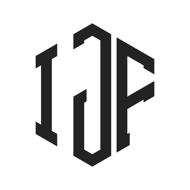 Diseño del logotipo IJF Letra inicial IJF Monograma Logotipo con forma de hexágono