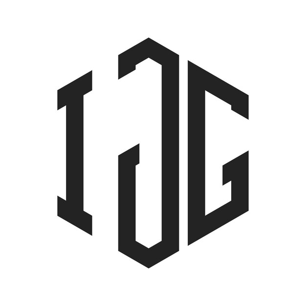 Diseño del logotipo IJG Letra inicial Logotipo del monograma IJG con forma de hexágono