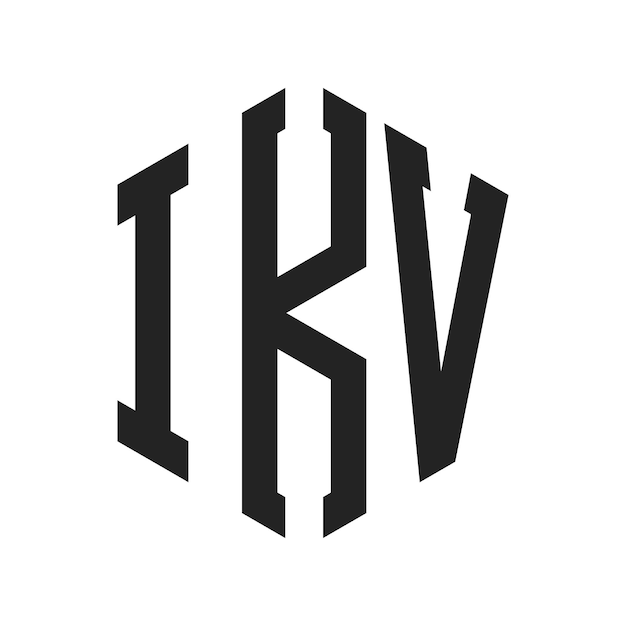 Diseño del logotipo IKV Letra inicial IKV Monograma Logotipo con forma de hexágono