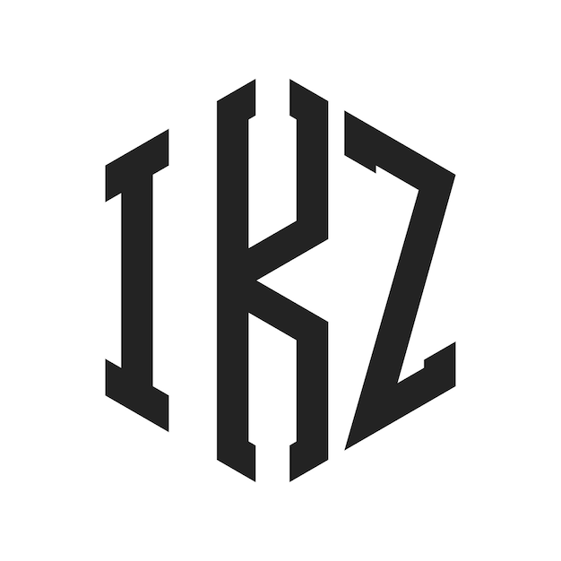 Diseño del logotipo IKZ Letra inicial IKZ Monograma Logotipo con forma de hexágono