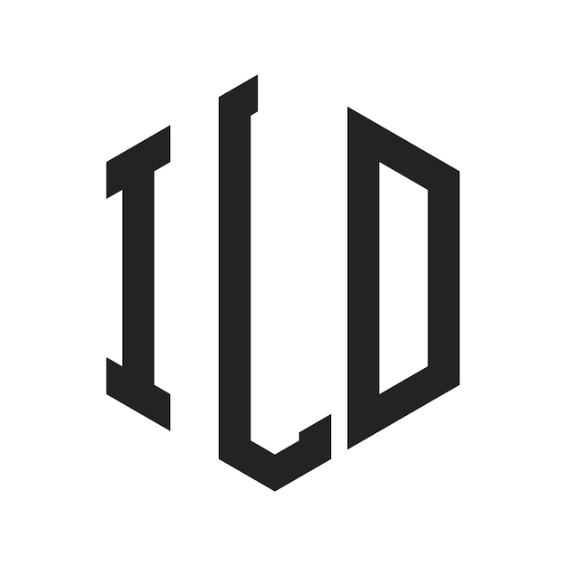 Diseño del logotipo de ILD Letra inicial Logotipo del monograma de ILD con forma de hexágono