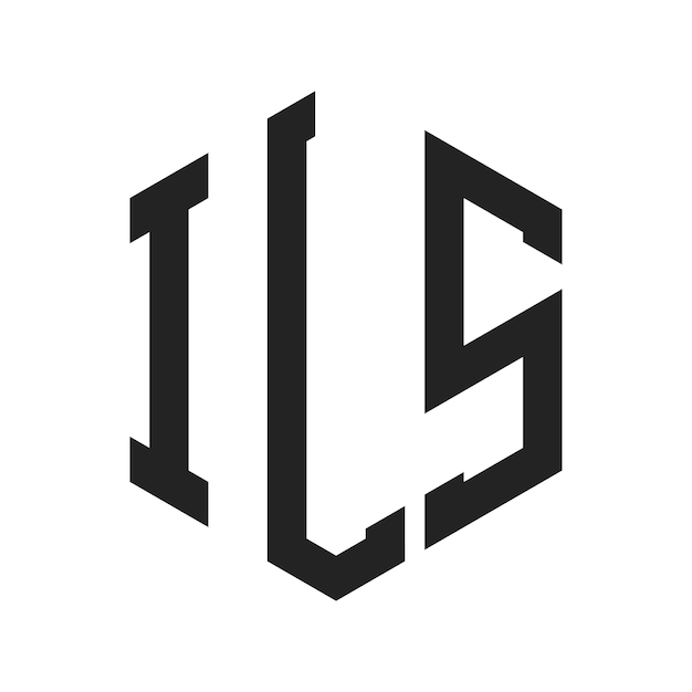 Diseño del logotipo ILS Letra inicial ILS Monograma Logotipo con forma de hexágono