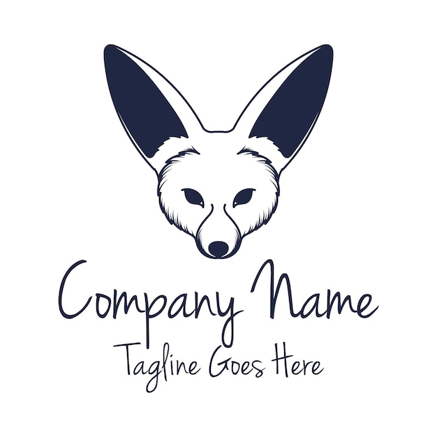 El diseño del logotipo de la ilustración de la cara de la cabeza de zorro de Fennec