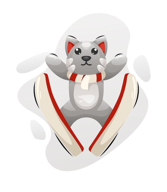 diseño de logotipo de ilustración de gato lindo