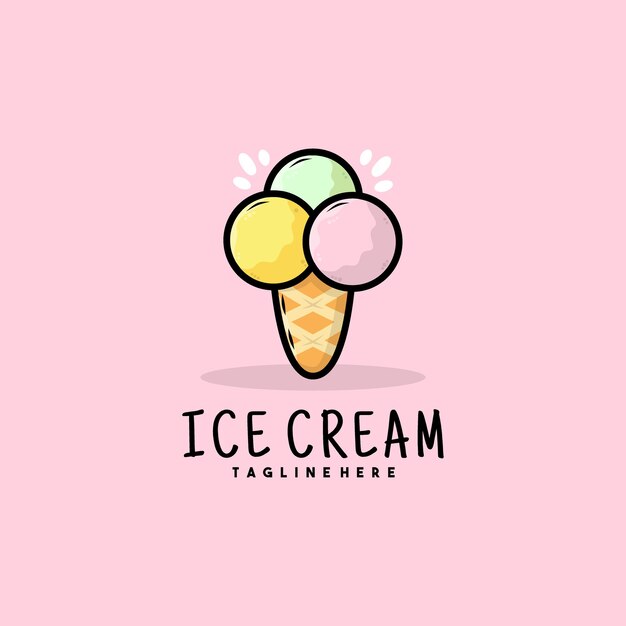 Diseño de logotipo de ilustración de helado creativo