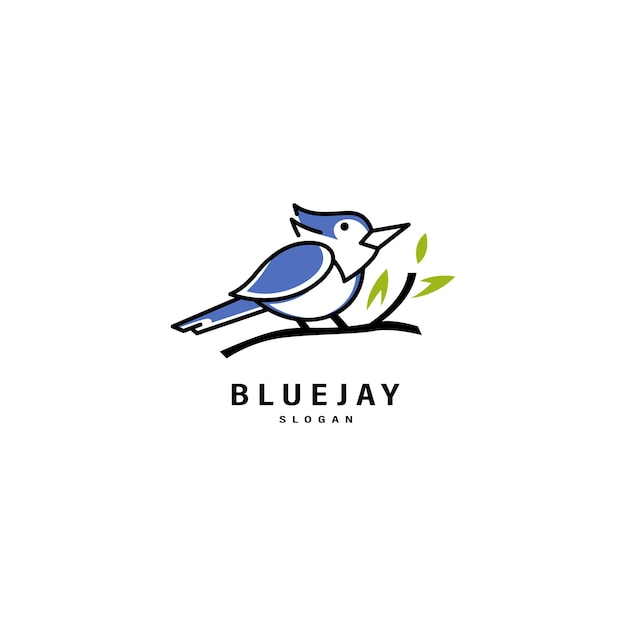 Diseño de logotipo de ilustración de icono de vector de pájaro azul jay 2
