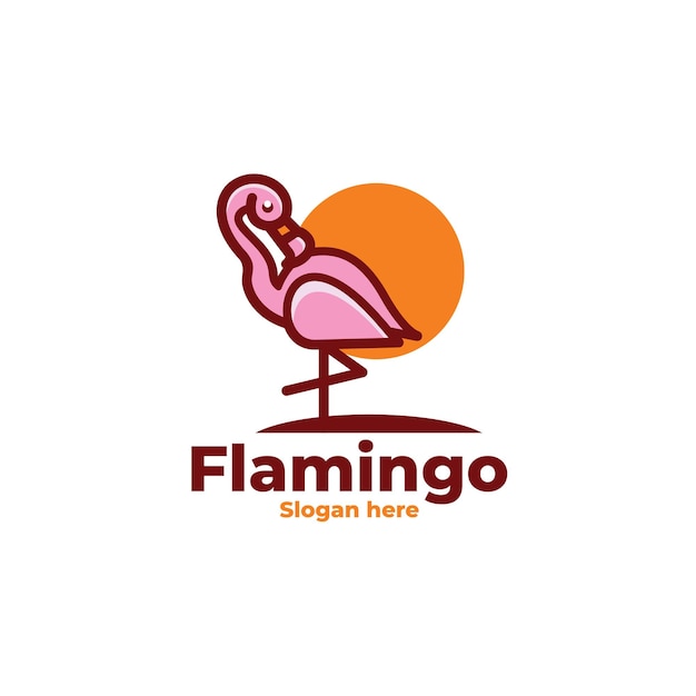 Diseño de logotipo de ilustración de mascota de flamenco