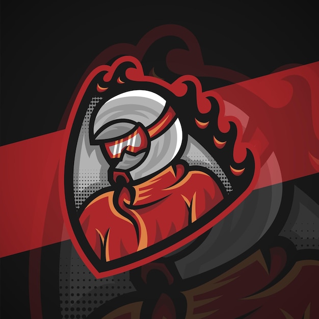 Diseño de logotipo de ilustración de mascota de jinete