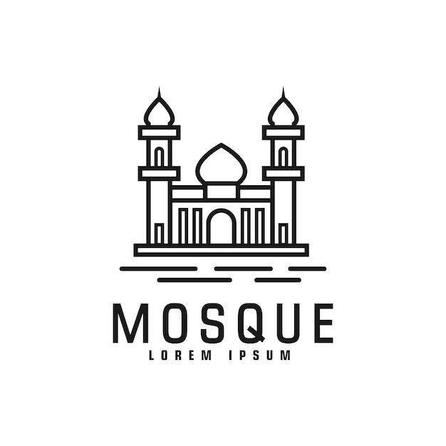 Diseño de logotipo de ilustración de mezquita moderna con estilo de arte de línea icono símbolo logotipo religión