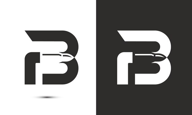 Diseño de logotipo de ilustración moderna PB inicial combinado con bala