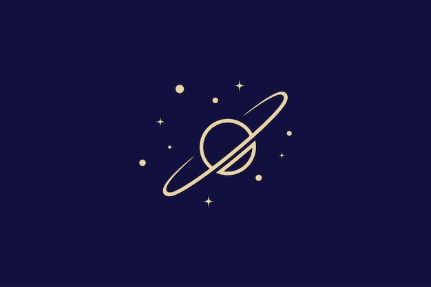 Diseño de logotipo de ilustración de planeta en el espacio