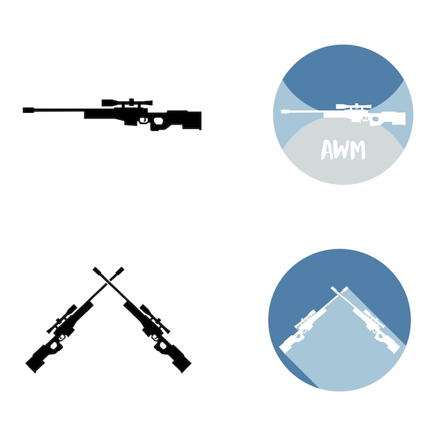 Diseño de logotipo de ilustración de plantilla de vector de icono de arma AWM