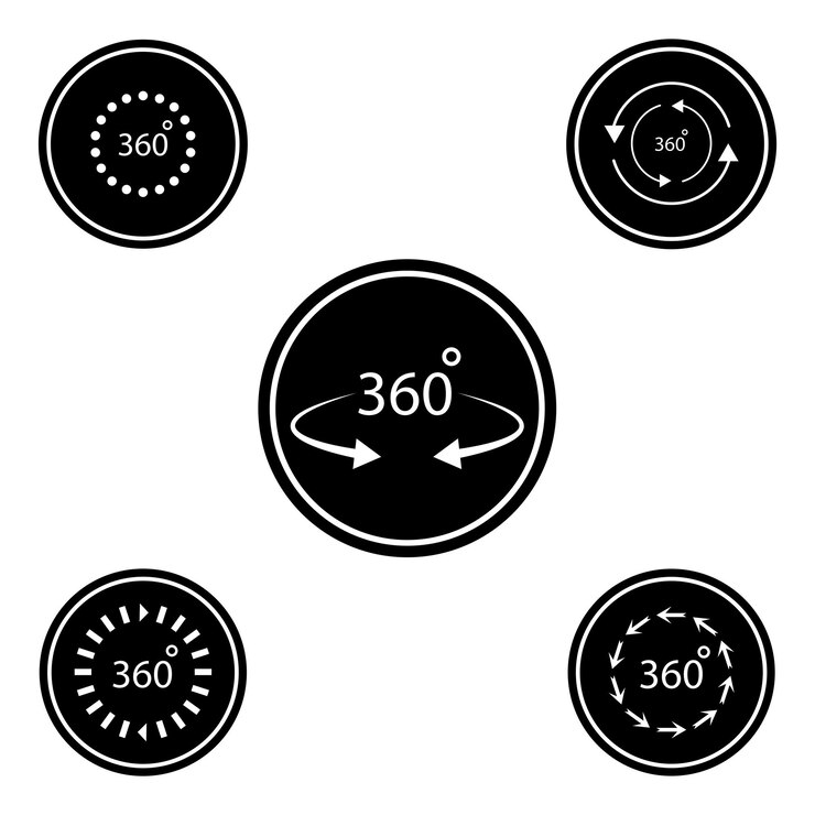 Vector diseño de logotipo de ilustración de plantilla vectorial de icono de 360 grados