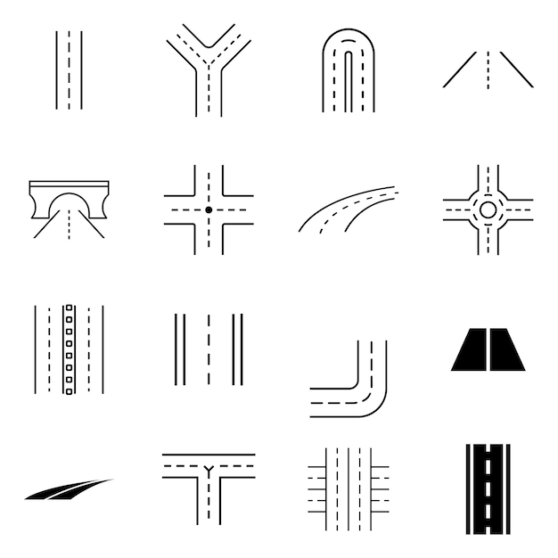 diseño de logotipo de ilustración de plantilla vectorial de icono de conjunto de carreteras