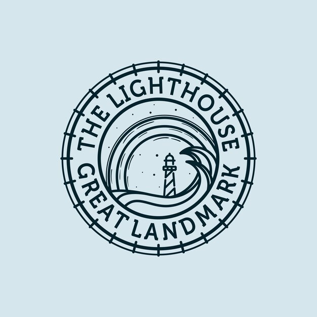 Diseño de logotipo de ilustración de vector de faro Diseño de logotipo premium de faro o baliza Ocean Beacon y concepto de logotipo de faro Inspiración Concepto de logotipo náutico moderno y minimalista