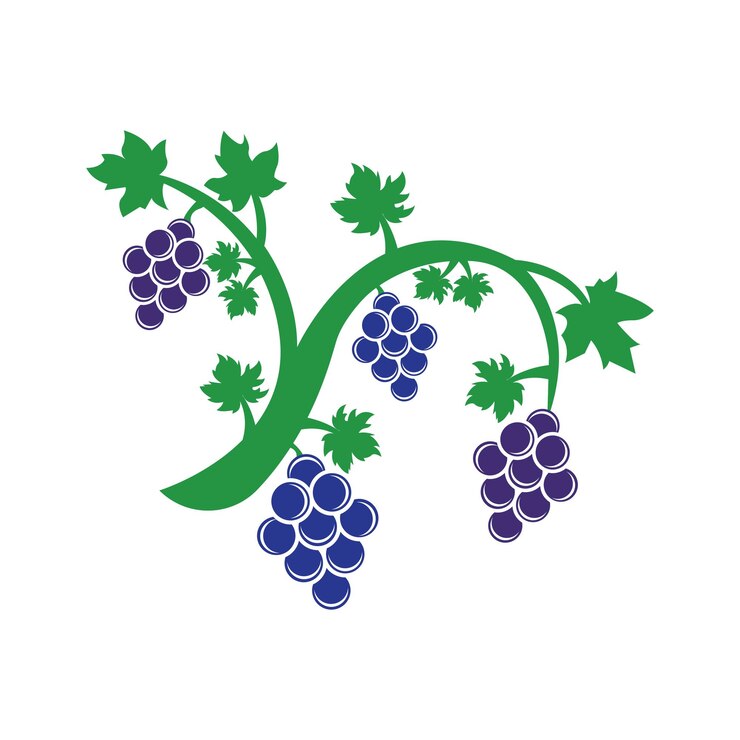 Vector diseño de logotipo de ilustración de vector de icono de uva