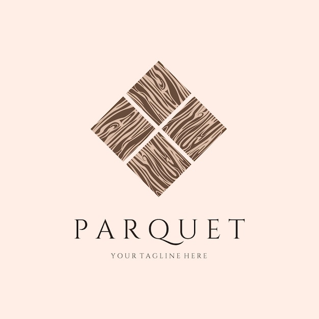 Diseño de logotipo de ilustración de vector de piso de parquet de madera