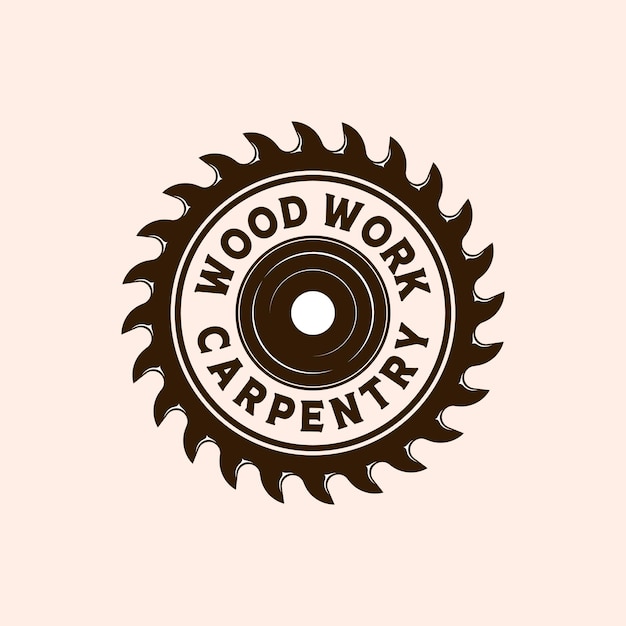 Diseño de logotipo de ilustración vectorial de carpintería, inspiración de concepto de logotipo de madera y sierra