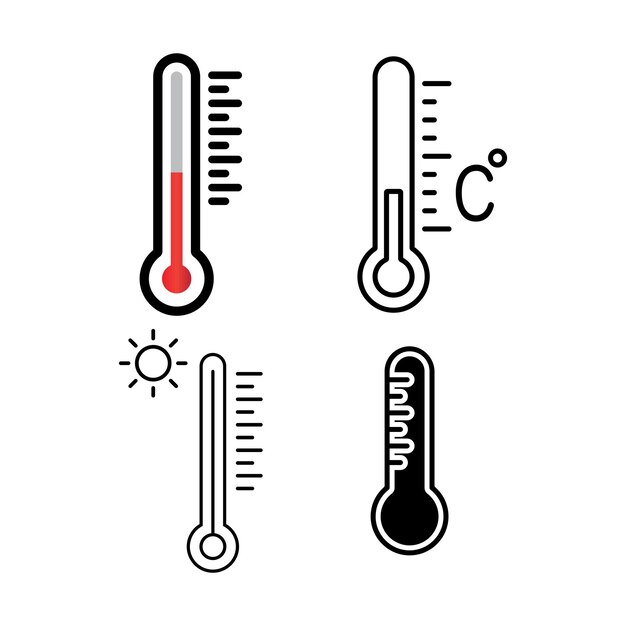 Diseño del logotipo de la ilustración vectorial del icono del termómetro