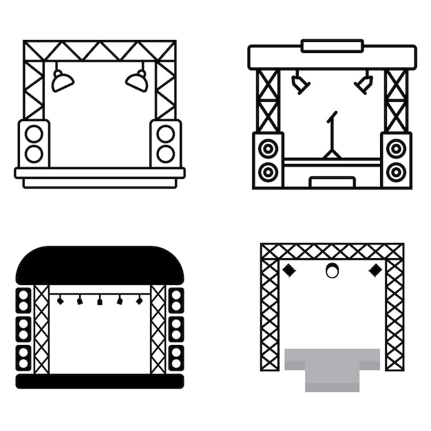 diseño de logotipo de ilustración vectorial de iconos de escenario