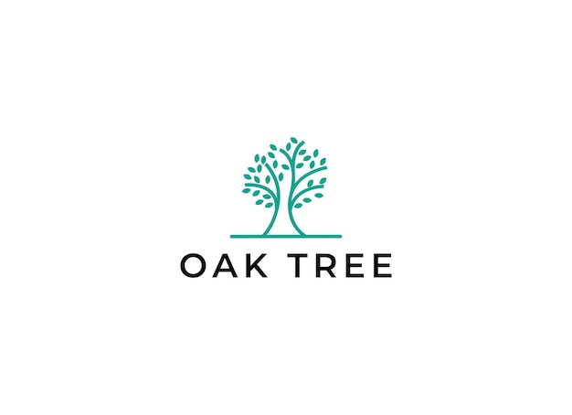 Diseño de logotipo de ilustración vectorial minimalista de árboles de roble natural.
