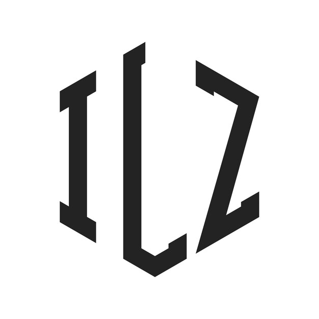 Diseño del logotipo ILZ Letra inicial ILZ Monograma Logotipo con forma de hexágono
