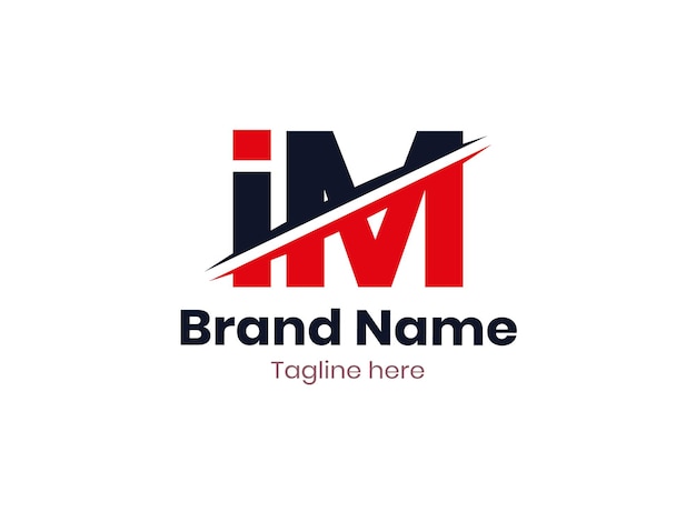 Diseño del logotipo de IM vectorial dividido por línea plantilla del logotipo IM con color rojo y negro logotipo MI letra MI