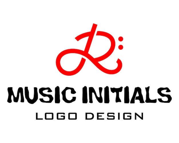Diseño del logotipo de la industria musical con monograma de letras r.