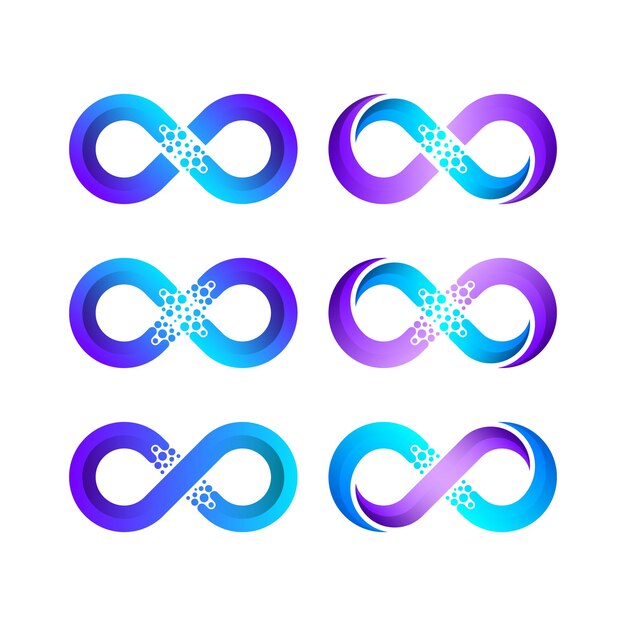 Diseño de logotipo infinito abstracto con forma de puntos circulares para tecnología y empresa digital para empresas