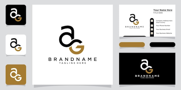 Vector diseño de logotipo inicial ag con diseño de tarjeta de presentación premium vector