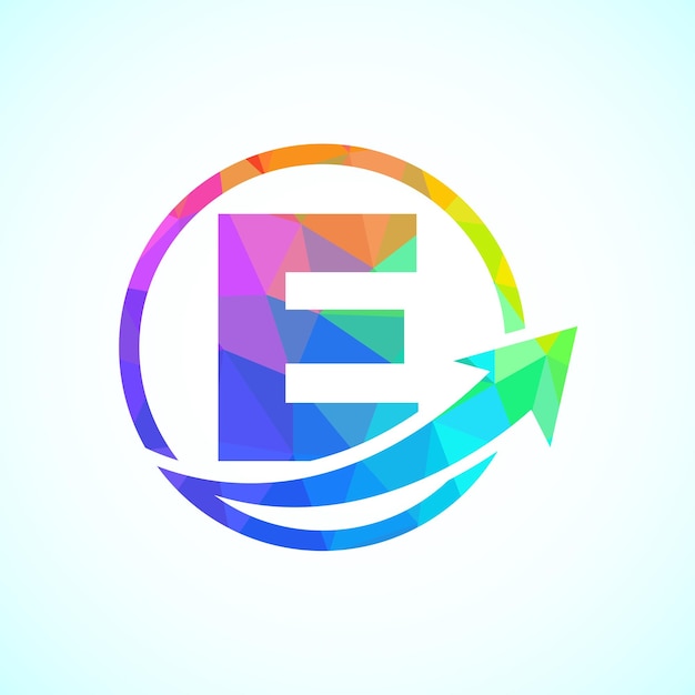 Diseño del logotipo inicial del alfabeto E incorporado con la flecha Concepto del logotipo financiero o de éxito
