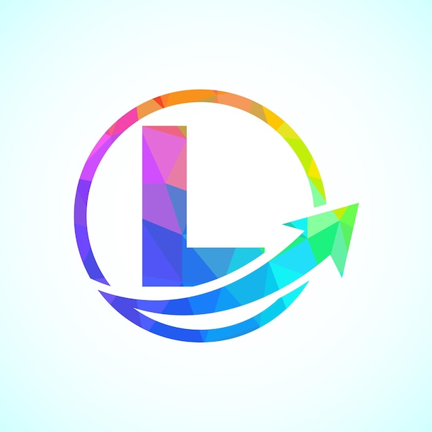 Diseño del logotipo inicial del alfabeto L incorporado con la flecha Concepto del logotipo financiero o de éxito
