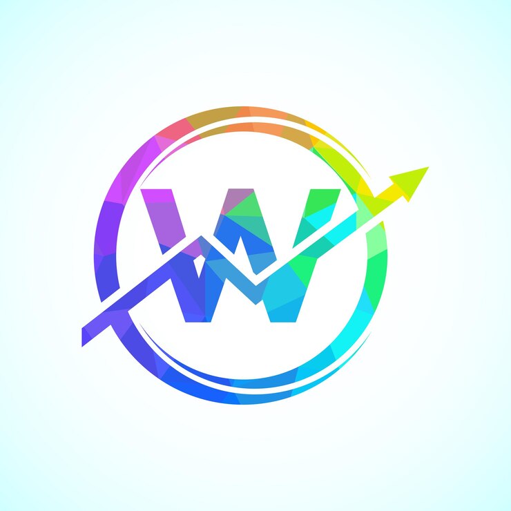 Vector diseño del logotipo inicial del alfabeto w incorporado con la flecha concepto del logotipo financiero o de éxito logotipo para negocios contables e identidad de la empresa