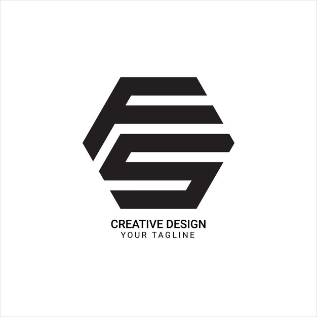 Diseño de logotipo inicial de arte de línea de patrón de forma hexagonal de monograma creativo FS o SF