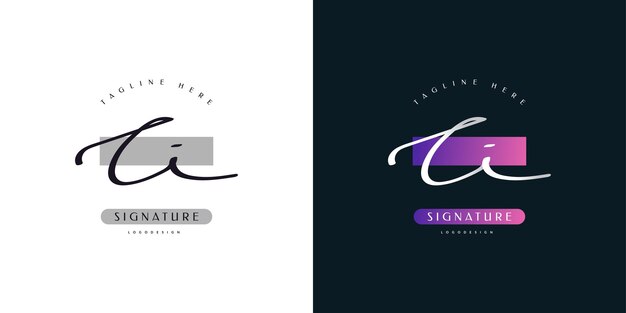 Diseño de logotipo inicial C e I con elegante estilo de escritura a mano. Logotipo o símbolo de la firma CI