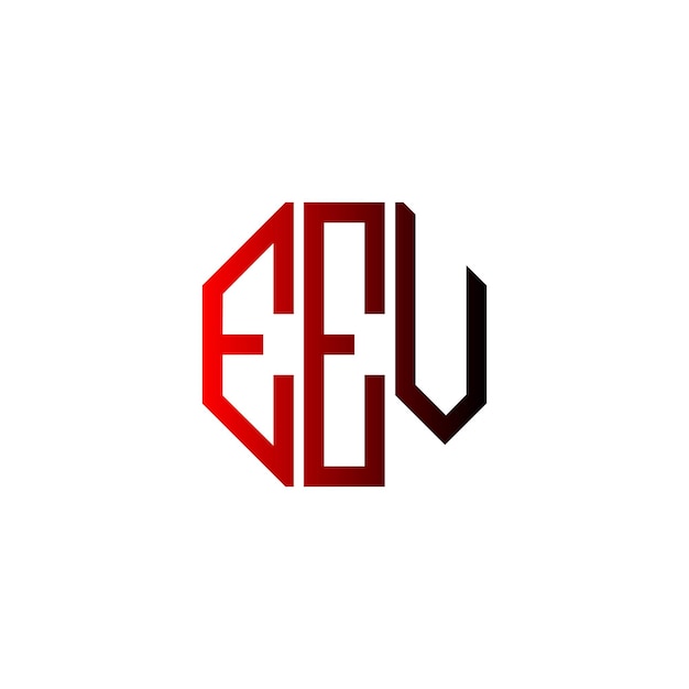 Diseño del logotipo inicial creativo de EEV moderno minimalista atemporal con monograma de espacio negativo