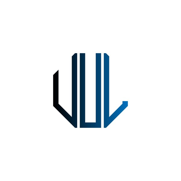 Diseño del logotipo inicial creativo de UUL moderno minimalista atemporal con monograma de espacio negativo
