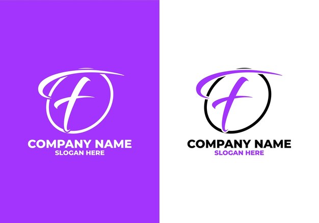 Diseño del logotipo inicial de Elegant F en púrpura