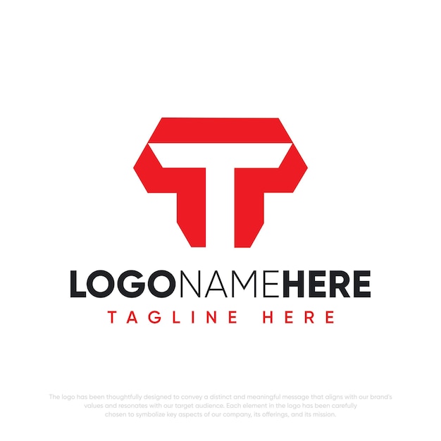 Diseño del logotipo inicial de espacio negativo T