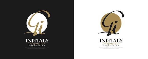 Diseño de logotipo inicial g e i en estilo de escritura elegante y minimalista logotipo o símbolo de firma gi para boutique de joyería de moda de boda e identidad comercial