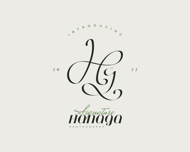 Diseño de logotipo inicial H y G en estilo de escritura elegante y minimalista Logotipo o símbolo de firma HG para boutique de joyería de moda de boda e identidad comercial