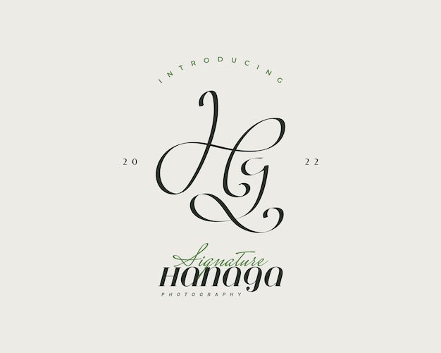 Diseño de logotipo inicial h y g en estilo de escritura elegante y minimalista logotipo o símbolo de firma hg para boutique de joyería de moda de boda e identidad comercial