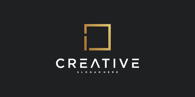 Diseño del logotipo inicial de la letra I con líneas cuadradas Premium Vector
