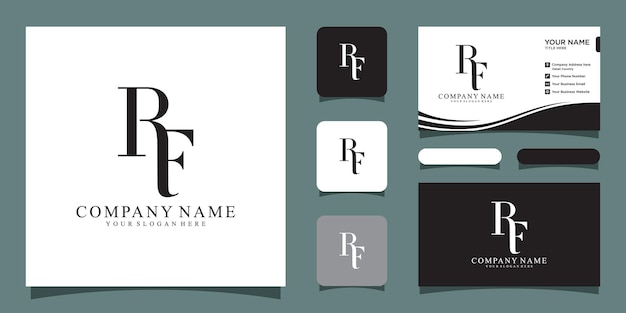 Diseño de logotipo inicial de letra RF o FR, plantilla vectorial con diseño de tarjeta de visita Vector Premium