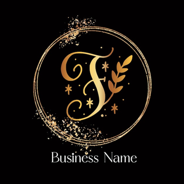 Diseño de logotipo inicial de letra T logotipo de brillo negro y dorado salón boutique de belleza